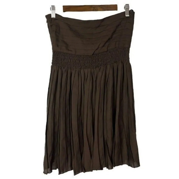 Alice + Olivia Dark Brown Y2K Pleated Strapless Mini Dress 6 - Picture 2 of 5
